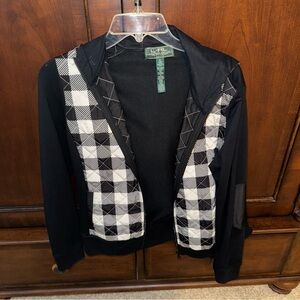 Ralph Lauren Black and White Checkered Bomber Jacket